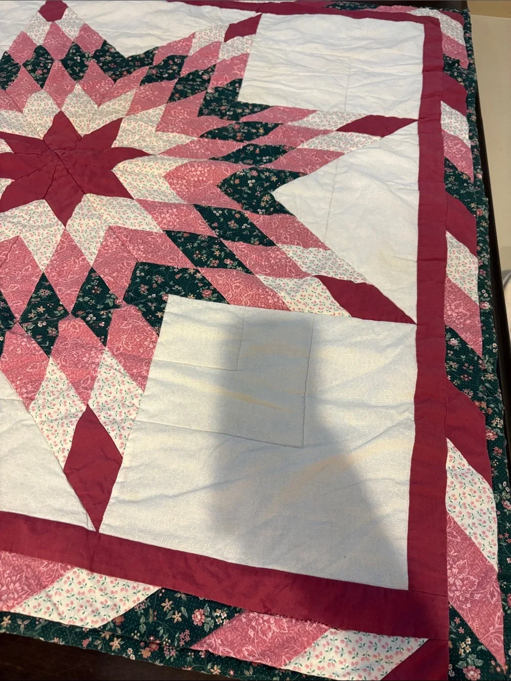 Hand Crafted pink Star Patchwork Quilt Square